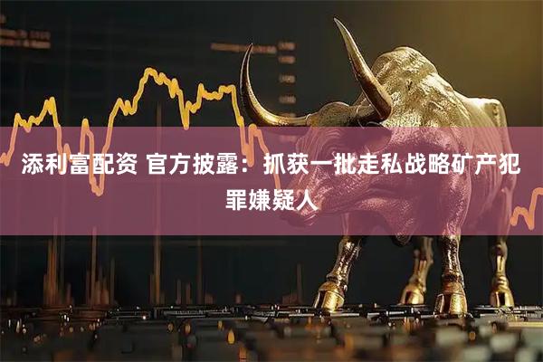 添利富配资 官方披露:抓获一批走私战略矿产犯罪嫌疑人